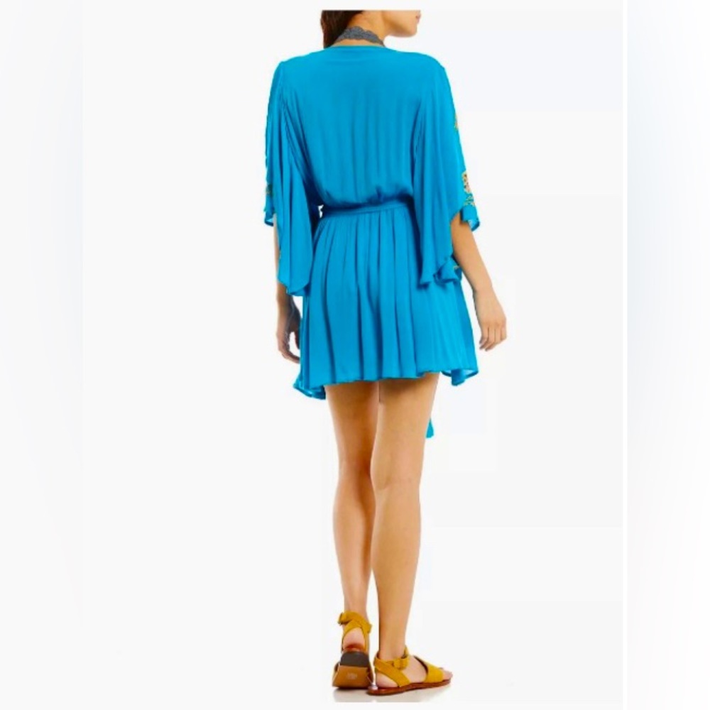 NWT Free People Cora Embroidered Mini Dress in Turquoise Size Large - Picture 10 of 16